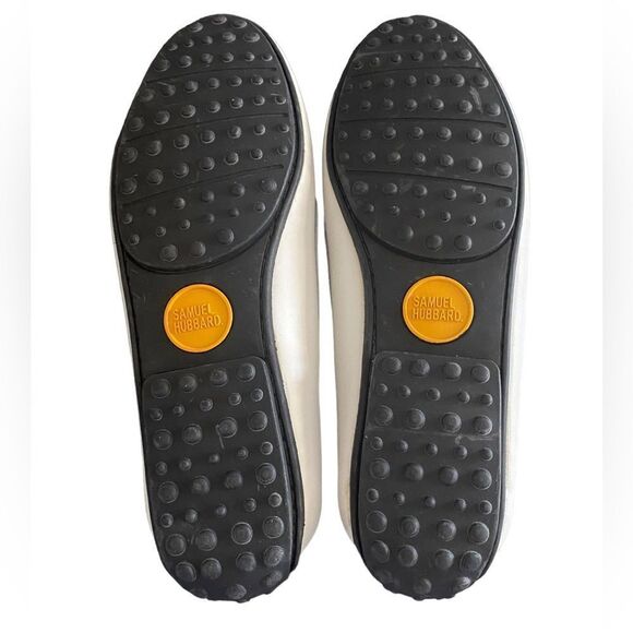 Samuel Hubbard Wm’s Sz 7 White Black Stitched Free Spirit Driving Moccasin Shoes - Picture 6 of 6